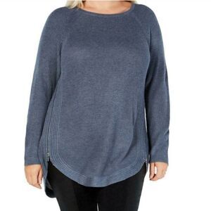 INC Blue Side Zipper Sweater 1X NWT